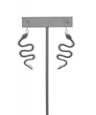Fashion Rhinestone Snake Earrings ES700109 SILVER